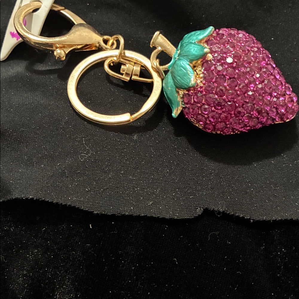 Pink Crystal Strawberry Keychain